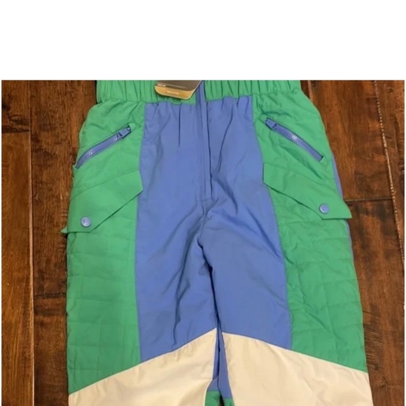 Free People All Prepped Bibb Snow Pants Blue Green - Picture 5 of 5
